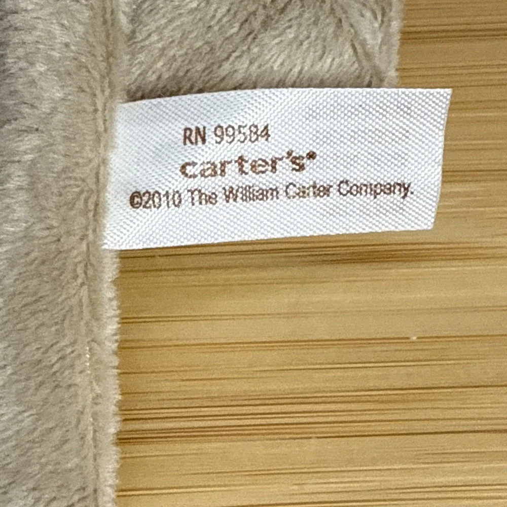Carter's‎ 2010 Monkey Security Blanket Lovey Tan Zigzag Stitch 12x13